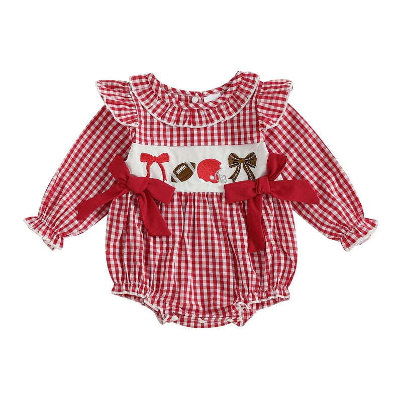 Sunday Essentials -Plaid Football Ruffle Romper™