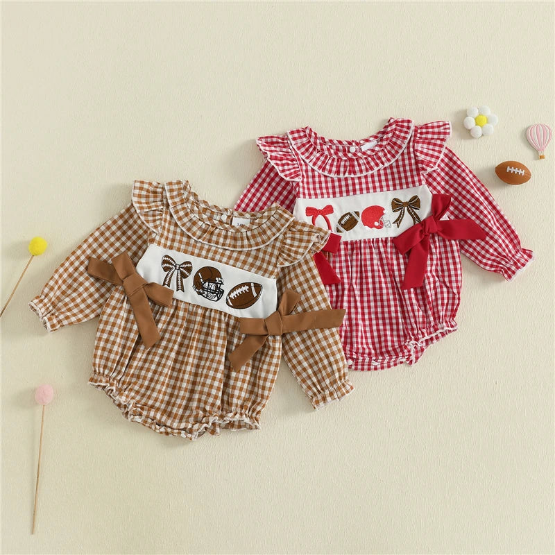 Sunday Essentials -Plaid Football Ruffle Romper™