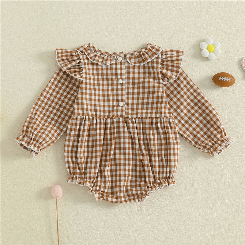 Sunday Essentials -Plaid Football Ruffle Romper™