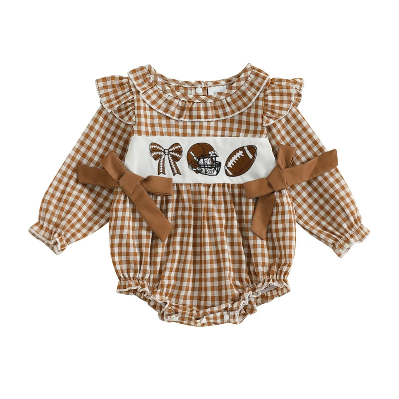 Sunday Essentials -Plaid Football Ruffle Romper™