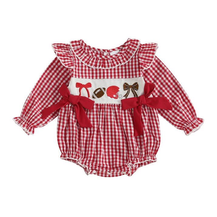 Sunday Essentials -Plaid Football Ruffle Romper™