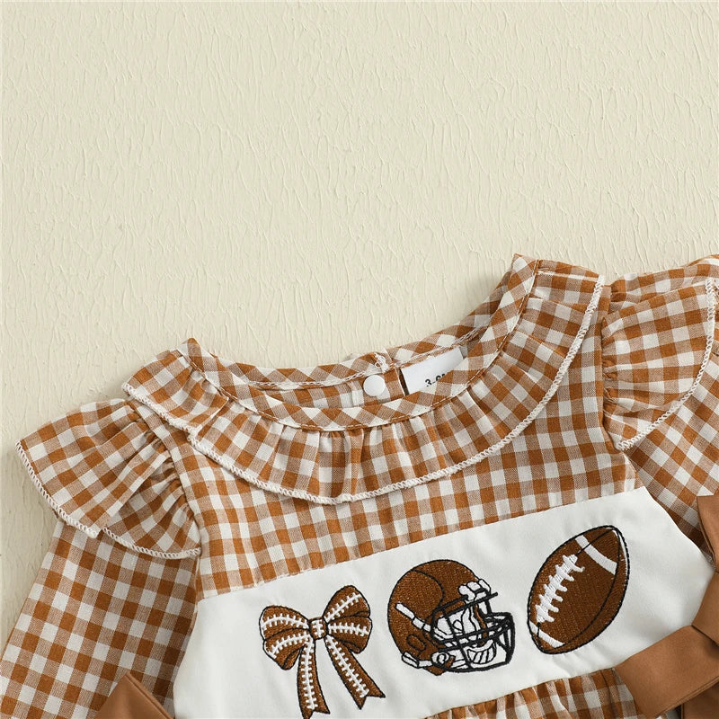Sunday Essentials -Plaid Football Ruffle Romper™