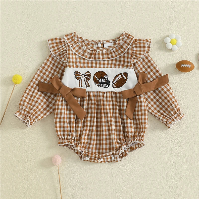 Sunday Essentials -Plaid Football Ruffle Romper™